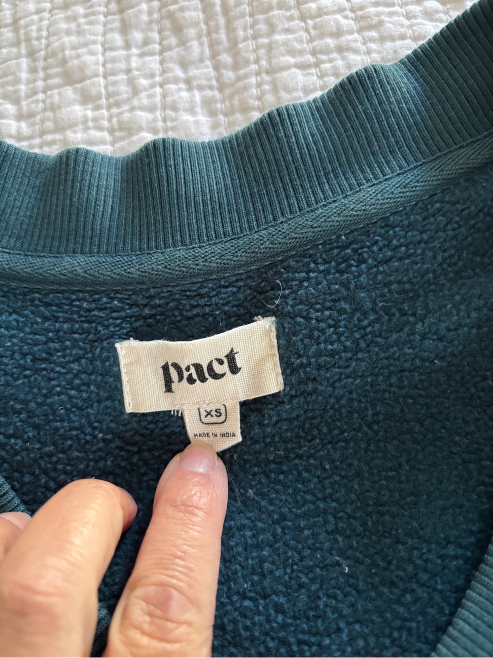 Pact Fleece V-Neck Sweatshirt Teal - Size XS - Picture 4 of 8